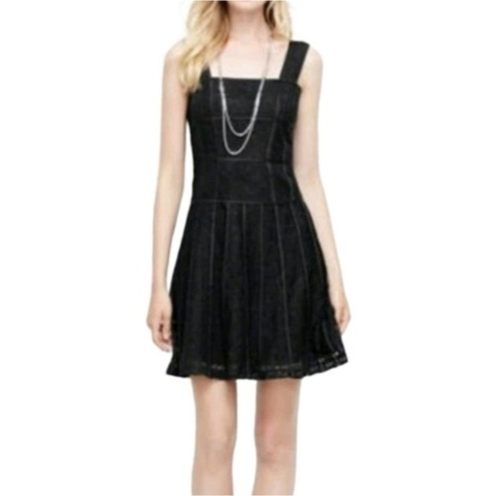 Ann Taylor LITTLE black lace LBD‎ fit flare Corded Partry Cocktail dress size 12